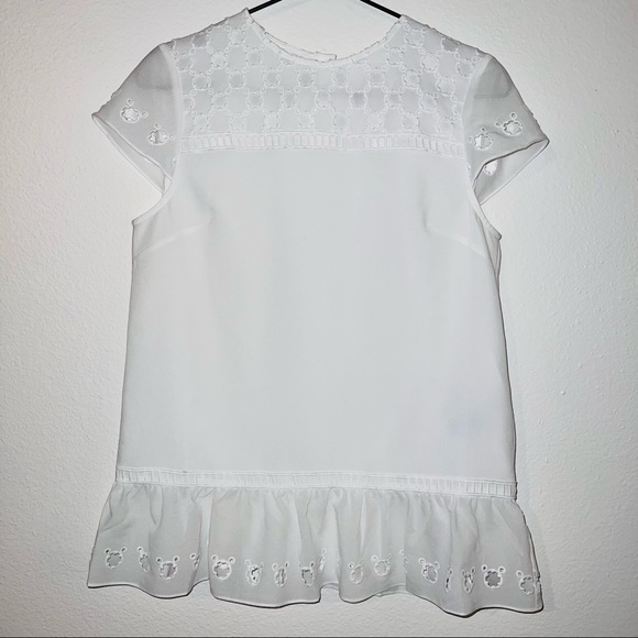 NWT Ted Baker | Fellie Broderie Pleated Frill Eyelet Blouse XS 0-2 - Picture 5 of 16